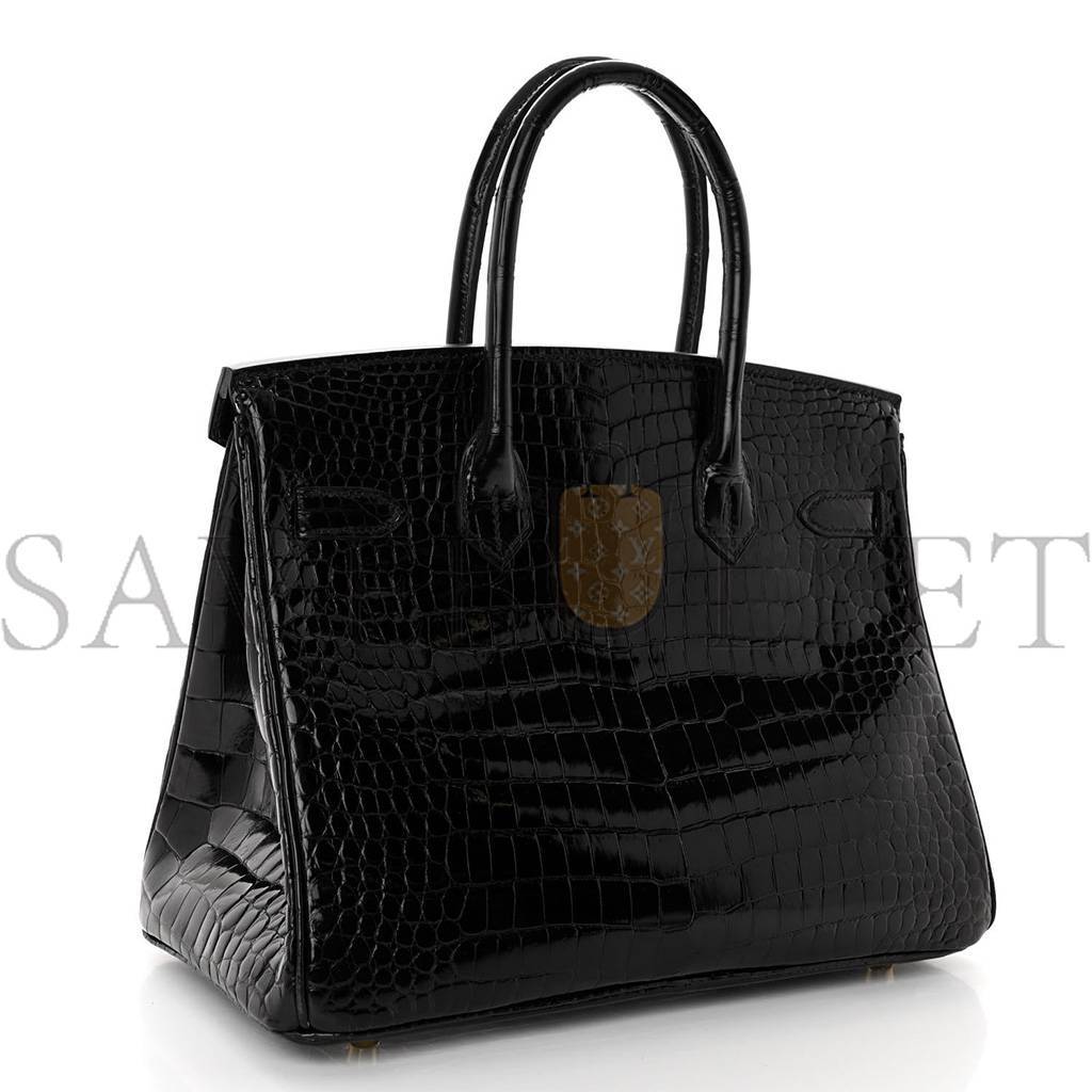 HERMES MASTER NOIR BLACK GHW NILOTICUS CROCODILE BIRKIN 30 HANDBAG (30*22*16cm)